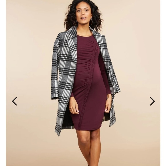 Motherhood Maternity Ruffled line detail long sleeve midi dress size large - Picture 3 of 12